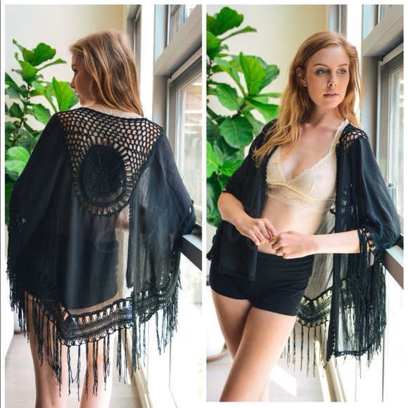 Last 1 New Tangier Boho Macrame Kimono Cardi - Picture 7 of 9